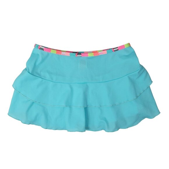 Cat & Jack Girls Swimsuit Set Pink Blue Medium Bikini Skirt Cover Stripe 3 Piece - Picture 15 of 16